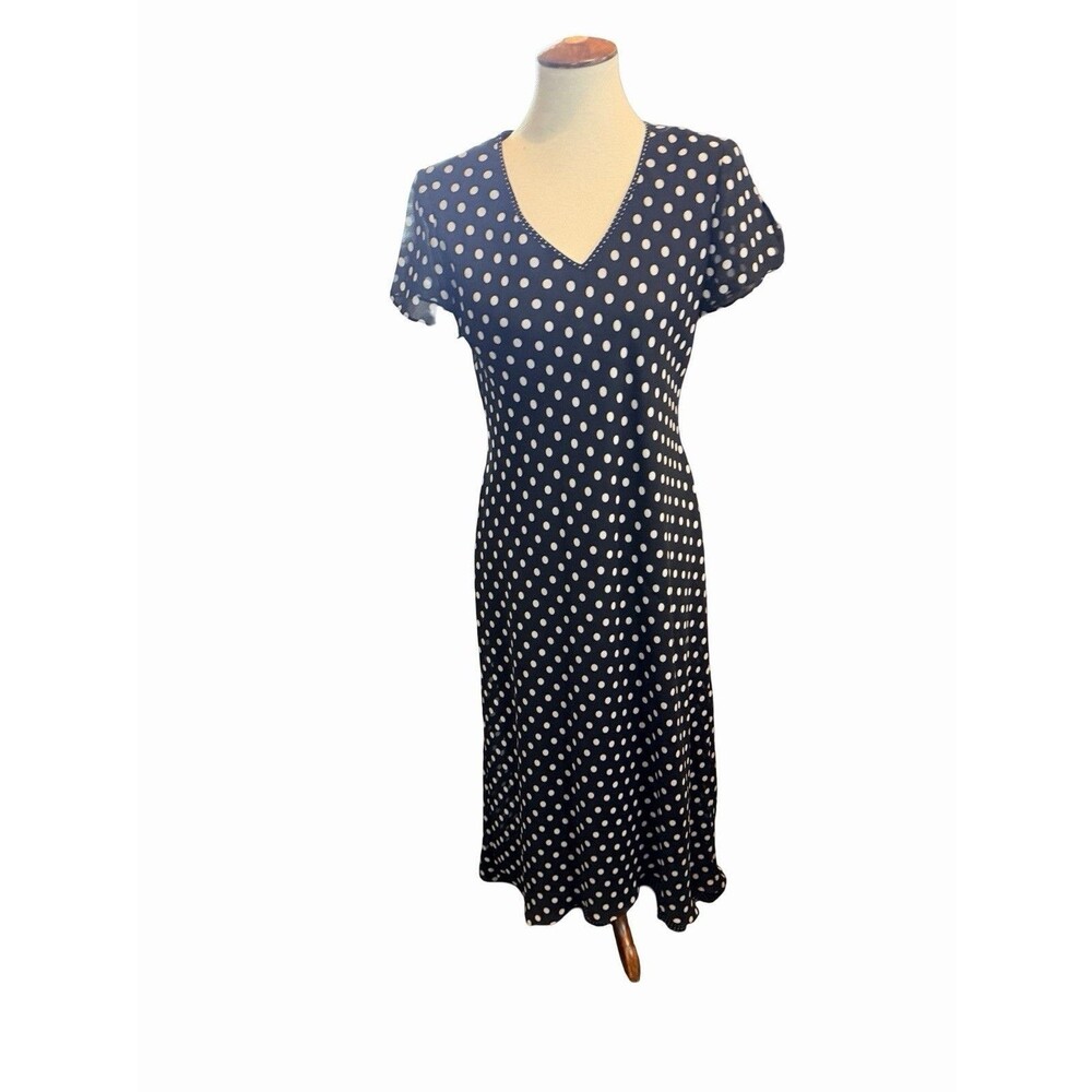 Vintage Positive Attitude Dress Women’s Size 10 Black White Polka Dot Maxi Vneck